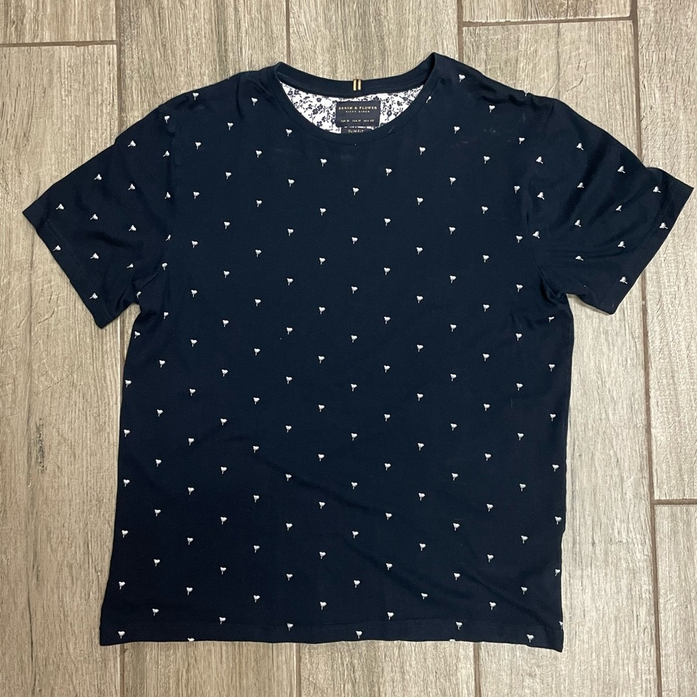 Denim & Flower Palm Tree T-Shirt
